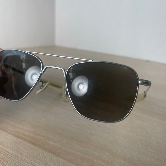 Vintage Randolph Engineering Aviator Sunglasses 5 1/2 Matte Chrome READ - Picture 10 of 15